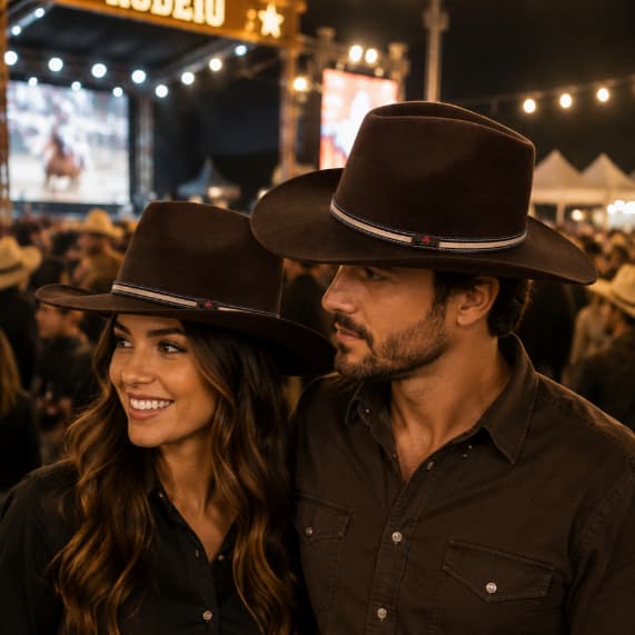 Chapéu Mundial Country Unissex Cowboy Rodeio Sertanejo E Cavalgada + Aba Larga Premium Festa do Peão