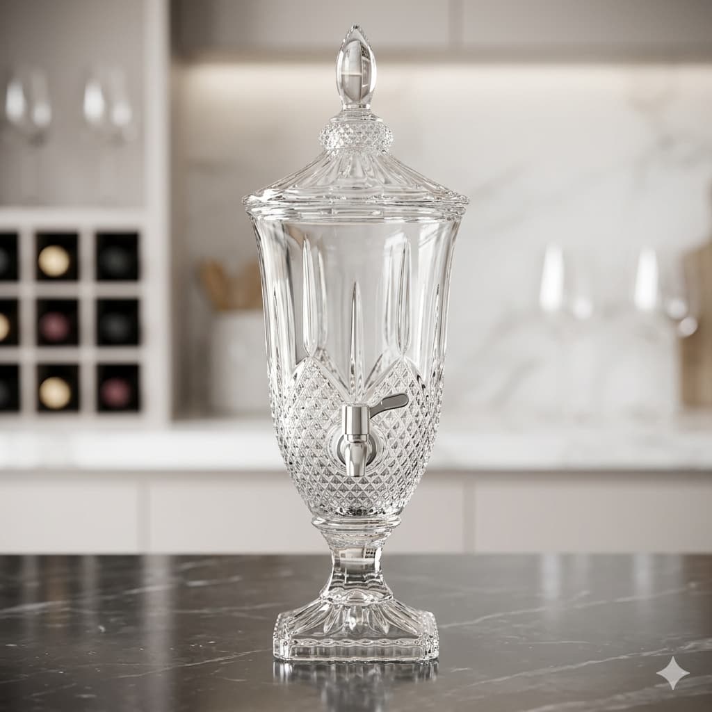 Suqueira de Vidro Lapidado 1,8L - Design Moderno e Funcionalidade com Torneira