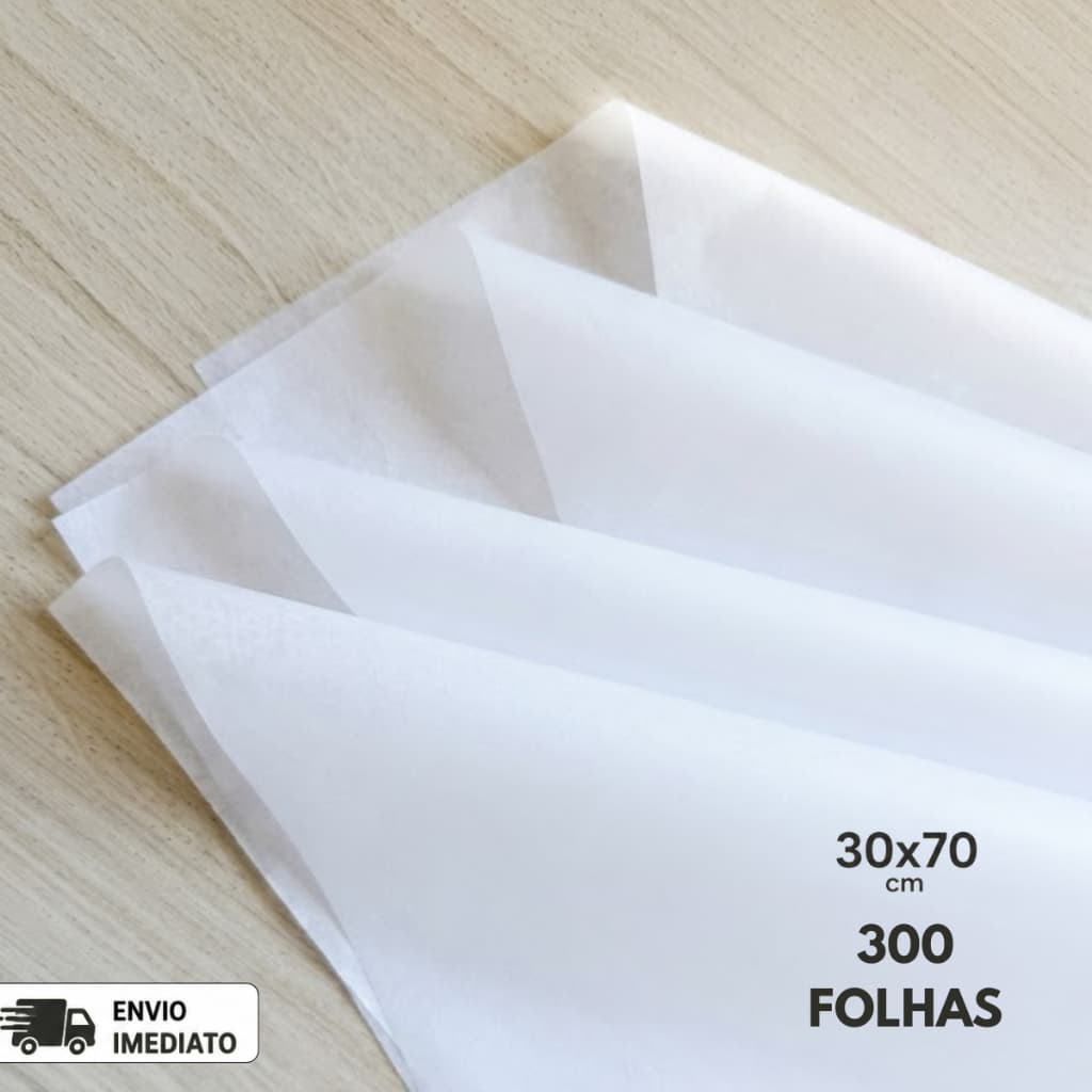 Papel de Seda Branco 30x70 300 Folhas Embalagens Decoração Enfeites Artesanatos Envios Buque