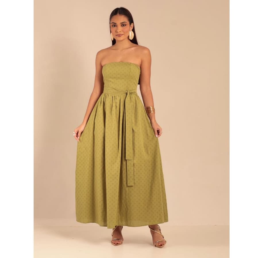 VESTIDO LONGO TOMARA QUE CAIA DE ALGODÃO CASUAL ELEGANTE