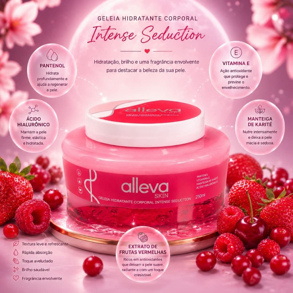 Geleia Hidratante Corporal Alleva 250g Intense Seduction Hidratação Intensa