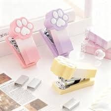 Mini Grampeador Patinha De Gatinho 400 Grampos Escritório