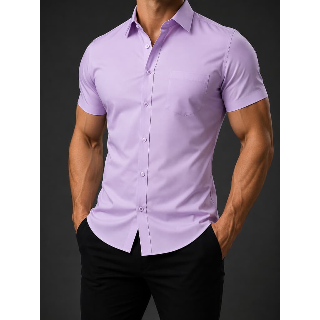 Camisa Social Manga curta com bolso,100% Microfibra,Não amassa,não precisa passar a ferro e é fresco para usar no verão.