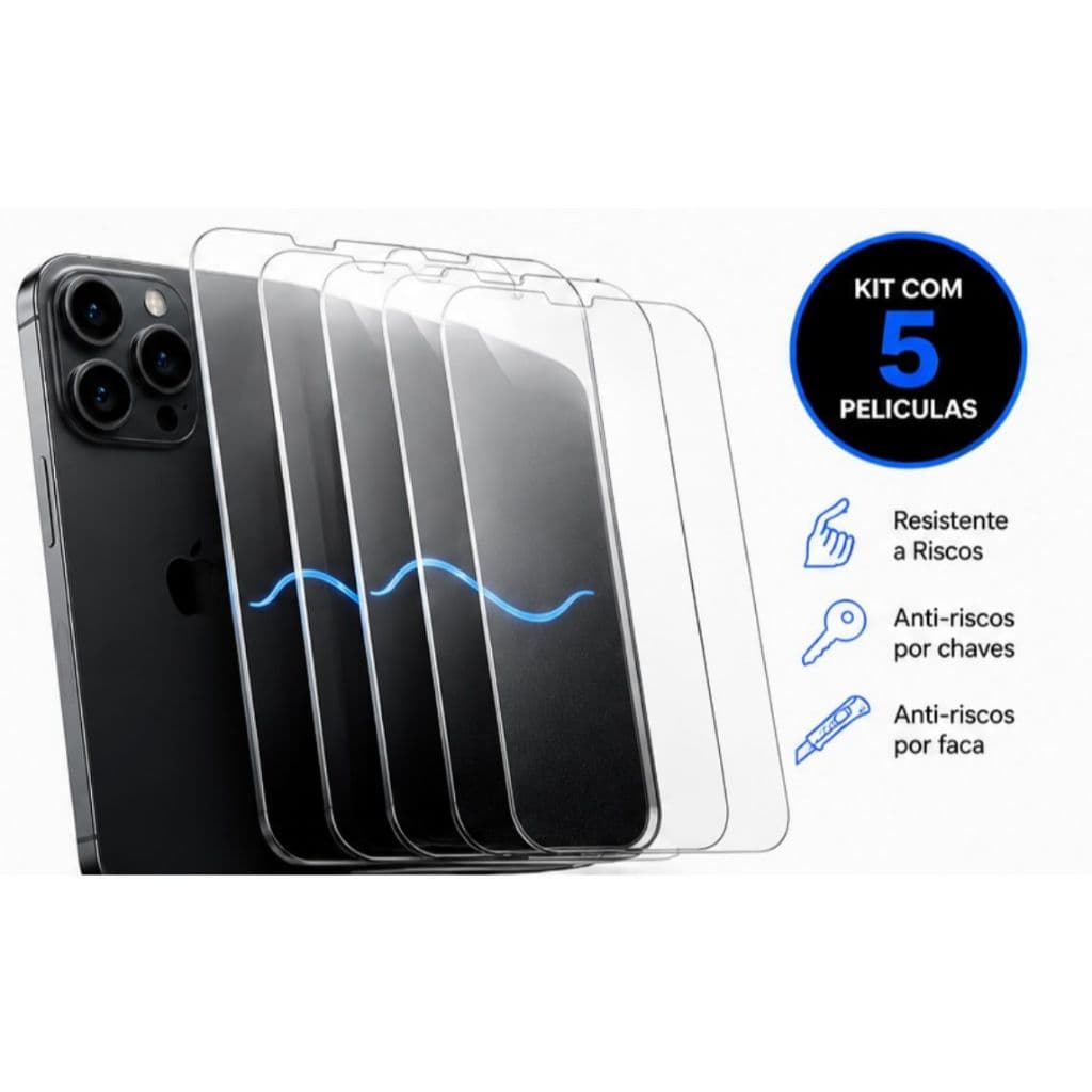 Película Cerâmica 9D 3D iPhone 15 16 17 Pro Max Air Hidrogel Flexível Anti Impacto Tela HD