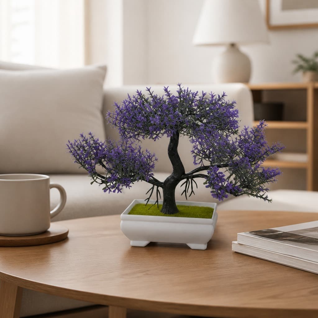 Planta Artificial Bonsai Realista Decoração Enfeite Mini árvore Com Vaso