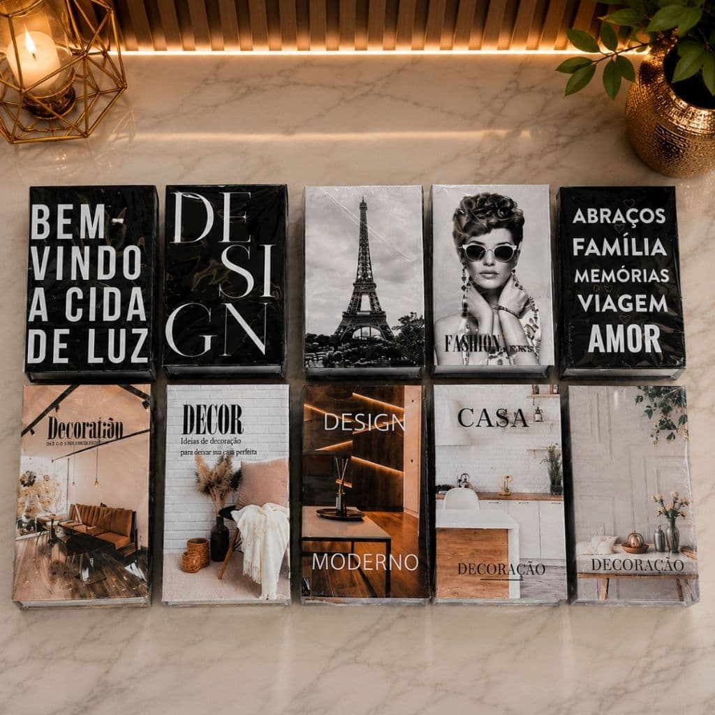 Kit 3 Livro Caixa decorativo Falso Fake porta objetos organizadora estampado casa