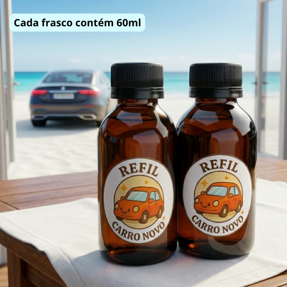 Refil para Aromatizador de Carro 60ml | Aromatizador para Carro - Fragrância Carro Novo