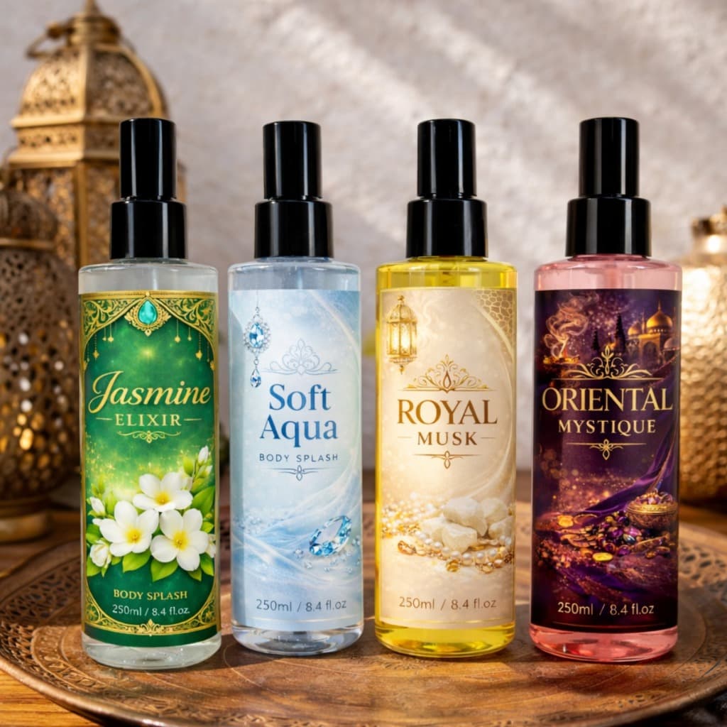 Body Splash Arabe Kit 4un 250ml Perfume Arabe Feminino Original Luxo Alta Fixação