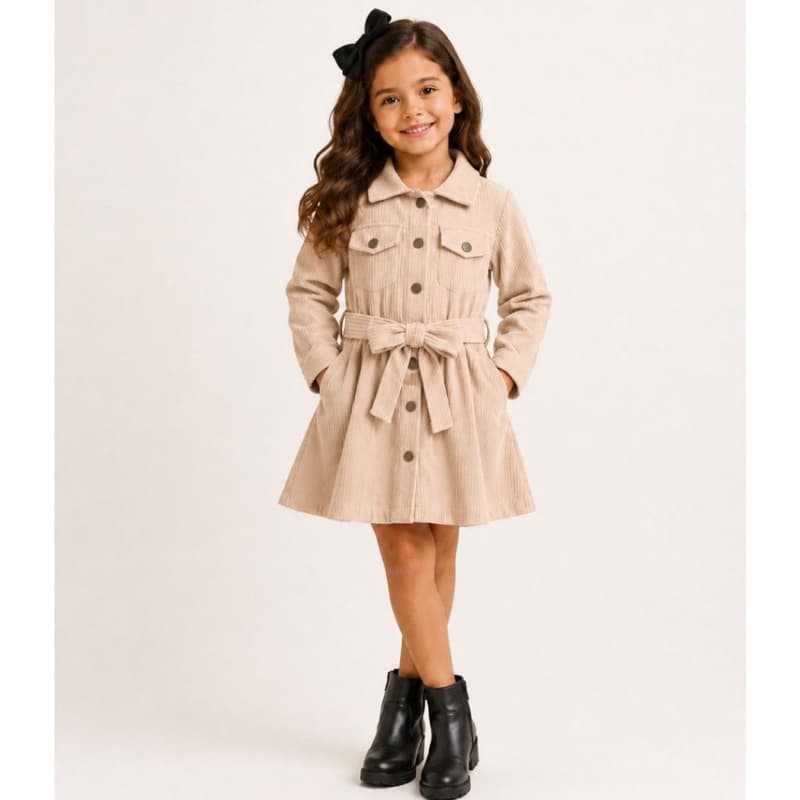 Vestido Sobretudo em Cotelê Infantil Menina  2 ao 12 / Vestido Inverno Menina Sobretudo Infantil Menina