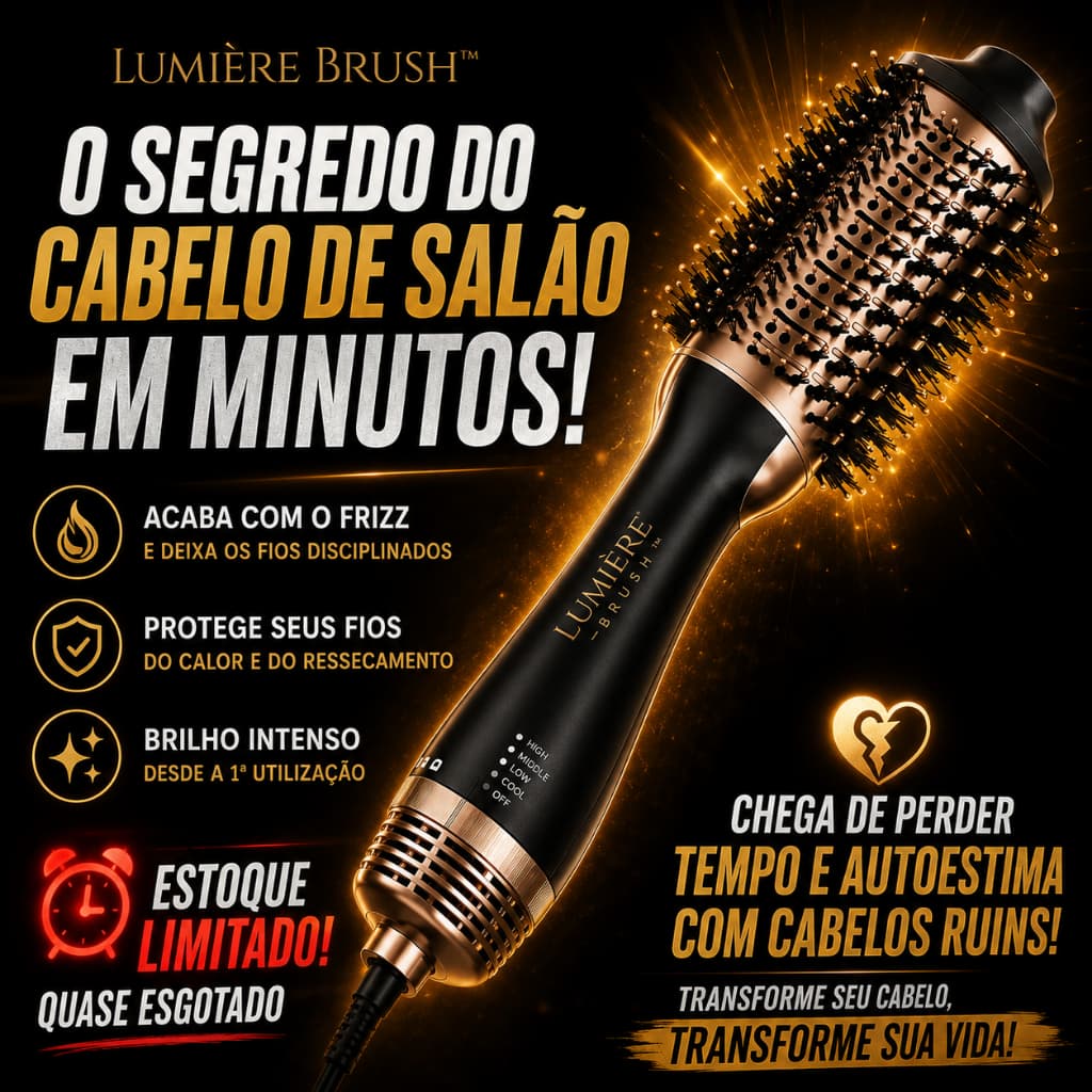 Escova Secadora 3 em 1 Profissional Bivolt Modeladora Alisadora Volumizadora