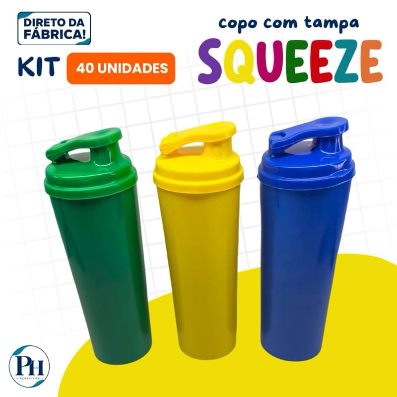 KIT 40 COPOS LONG DRINK 330ML COM TAMPA SQUEEZE | FESTAS, EVENTOS E LEMBRANCINHAS
