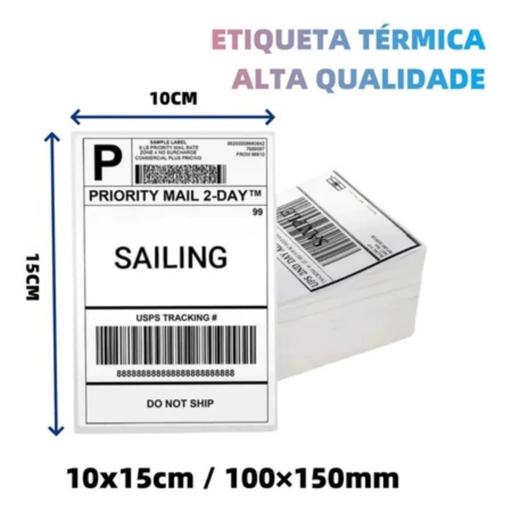 Etiquetas Térmicas 10x15cm Produto de Qualidade Resma Serrilhada