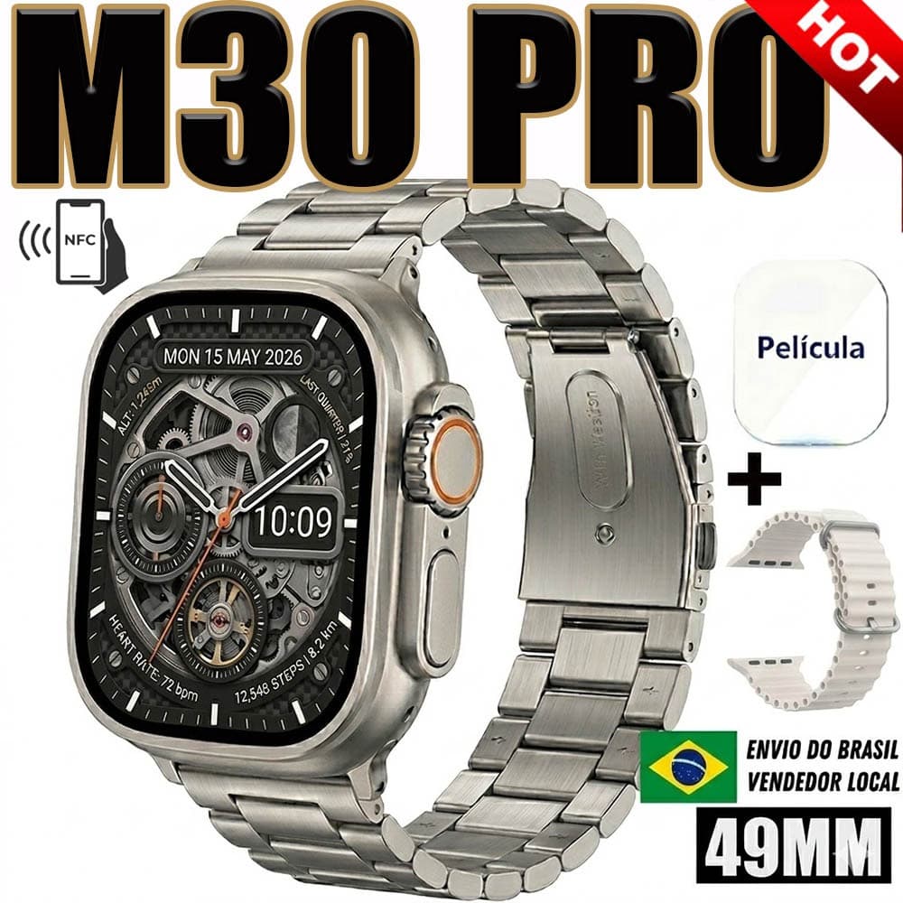 Novo M30 PRO Smartwatch relógio esportivo NFC 49 mm Bluetooth 2,10 polegadas discador