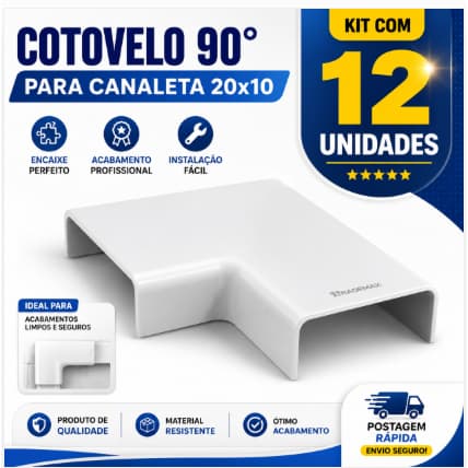 12 Acabamentos de Canaleta Cotovelo 90 Graus Branca 20x10 - Tramontina