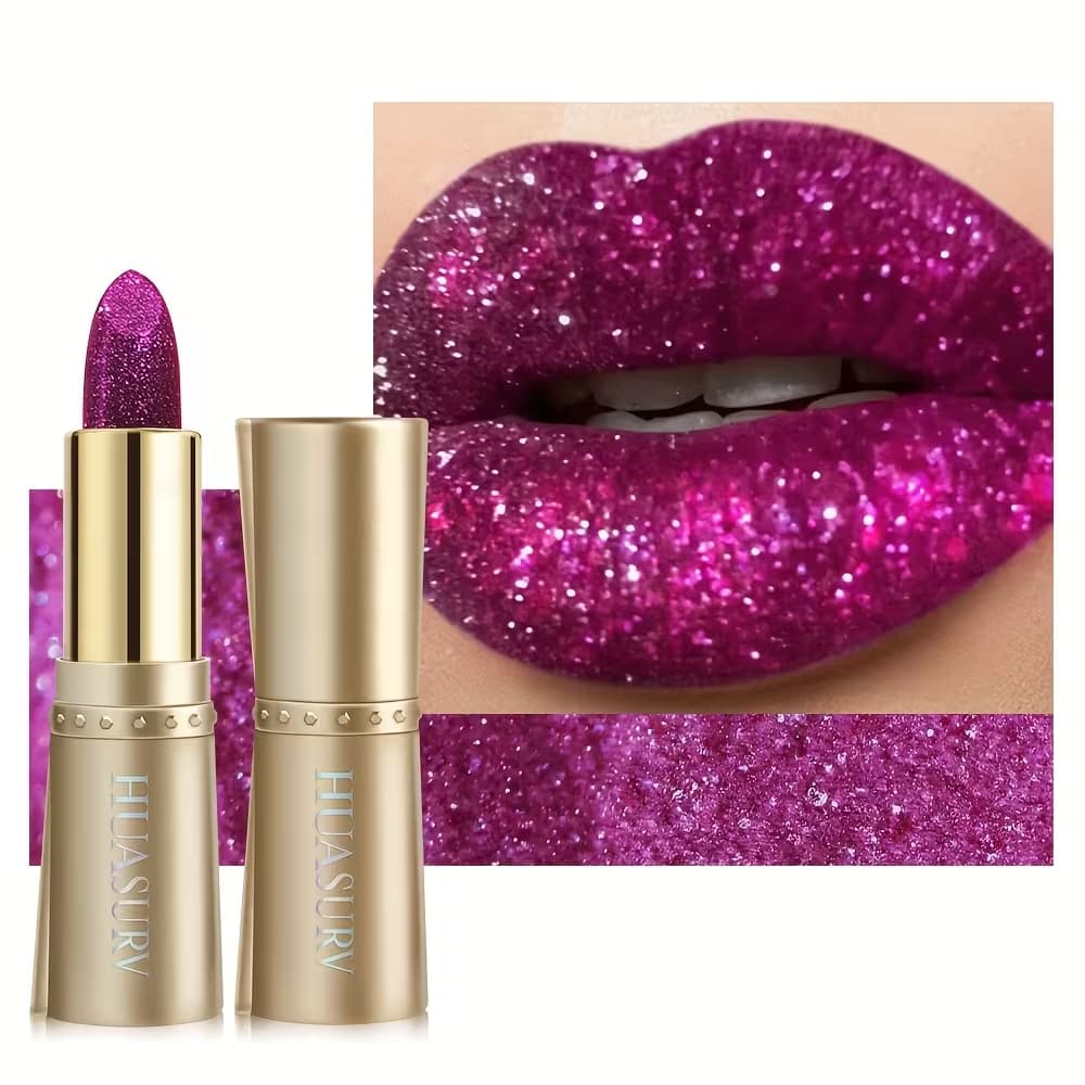 1 HUASURV Batom Hidratante Brilhante - Gloss Cintilante, Tom Roxo Vibrante COR 508