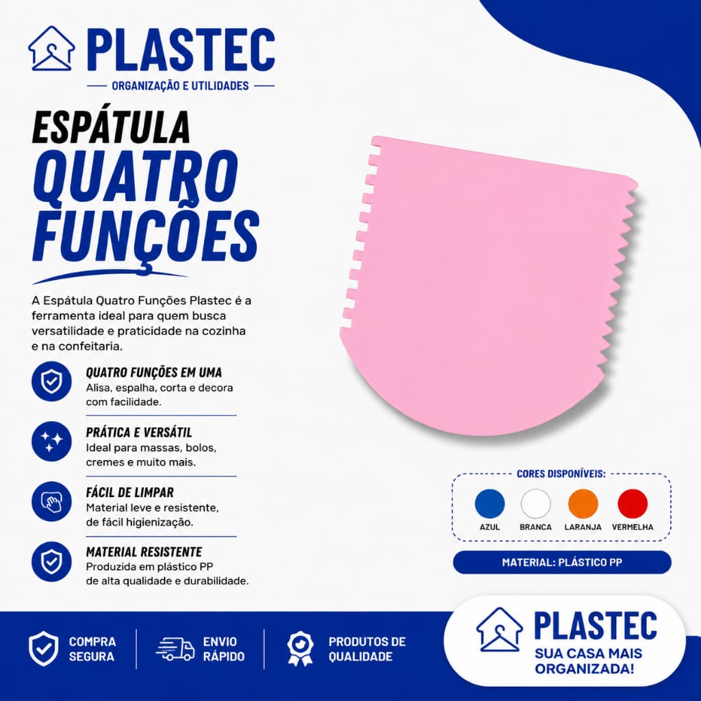 Espátulas 4 Funções em Plástico Varias cores Pronta entrega