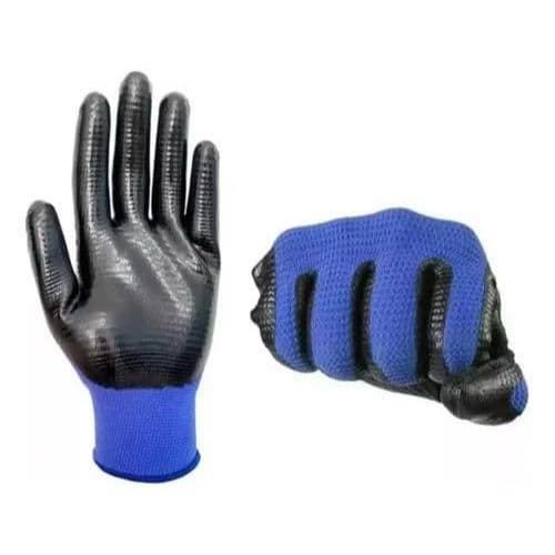 Luva Multitato Azul/Preta PU Montagem EPI-XL Kit com 12 pares