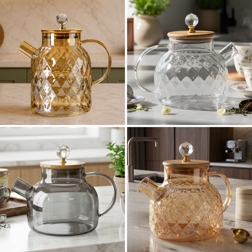 Chaleira De Vidro Com Infusor Inox 1L 1,8L pode ir ao fogo moderna presente cozinha