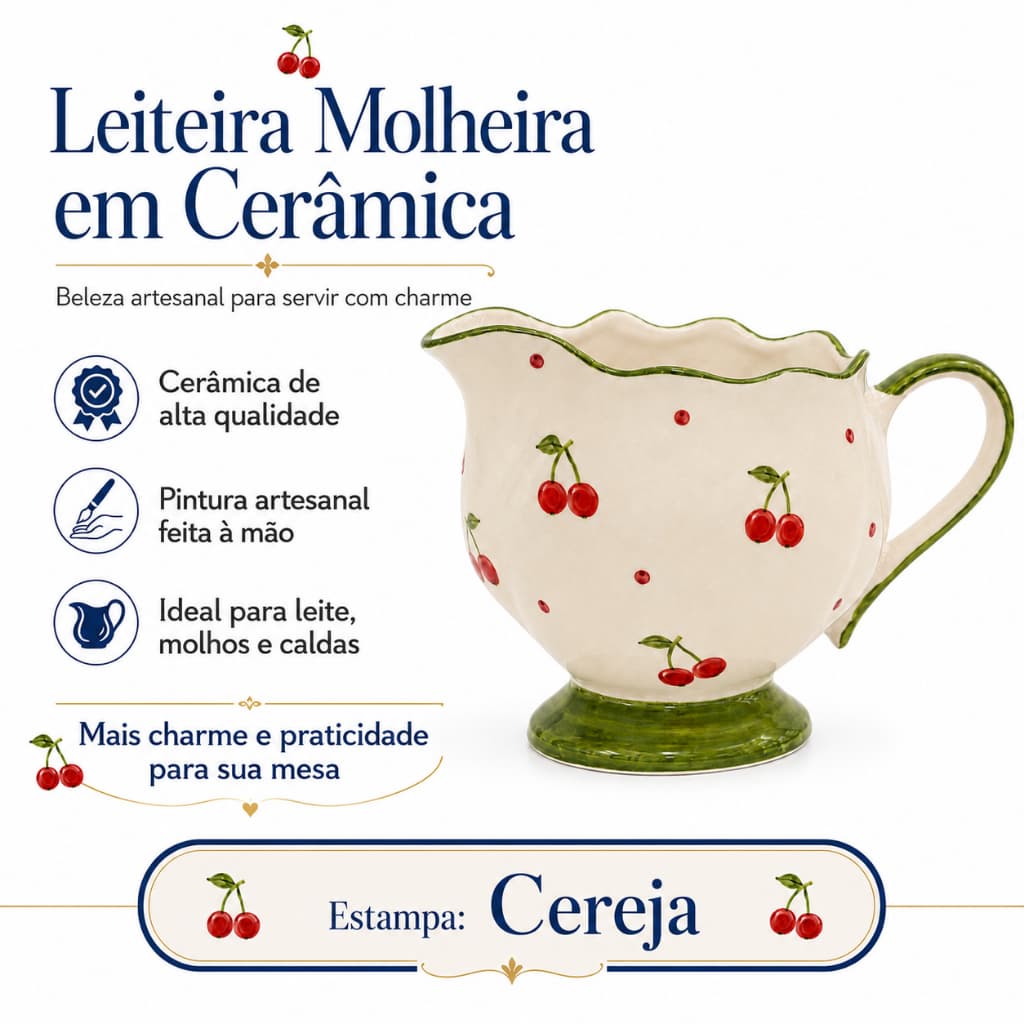 Leiteira Molheira Cerâmica Artesanal Para Servir Leite Molhos Presente Cozinha Mesa Cantinho Do Café