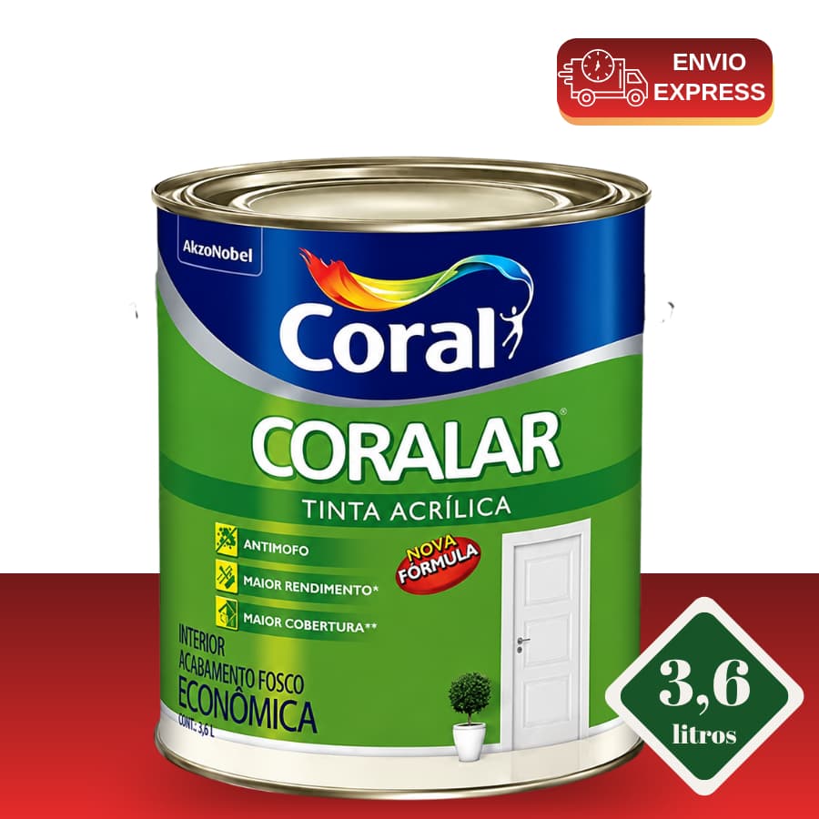 Tinta Coralar Anti Mofo Acrilica Paredes e Tetos 3,6 Litros Escolha A Cor Interno Cores Coral