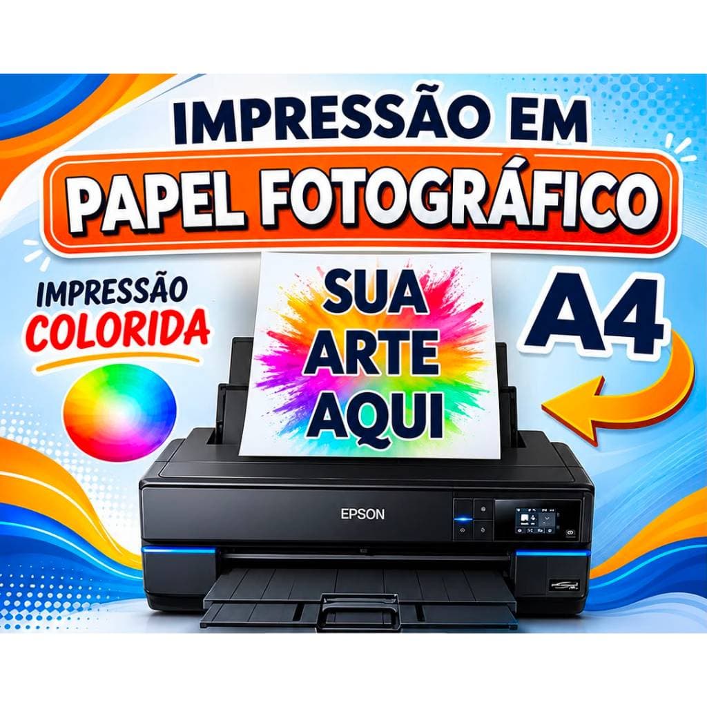 Impressão Em Papel Fotográfico Colorida 180g ou Papel Fotográfico adesivo 130g Tamanho A4