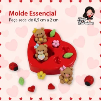Kit Moldes de Silicone para Biscuit - Essencial e Joaninhas - Faby Rodrigues