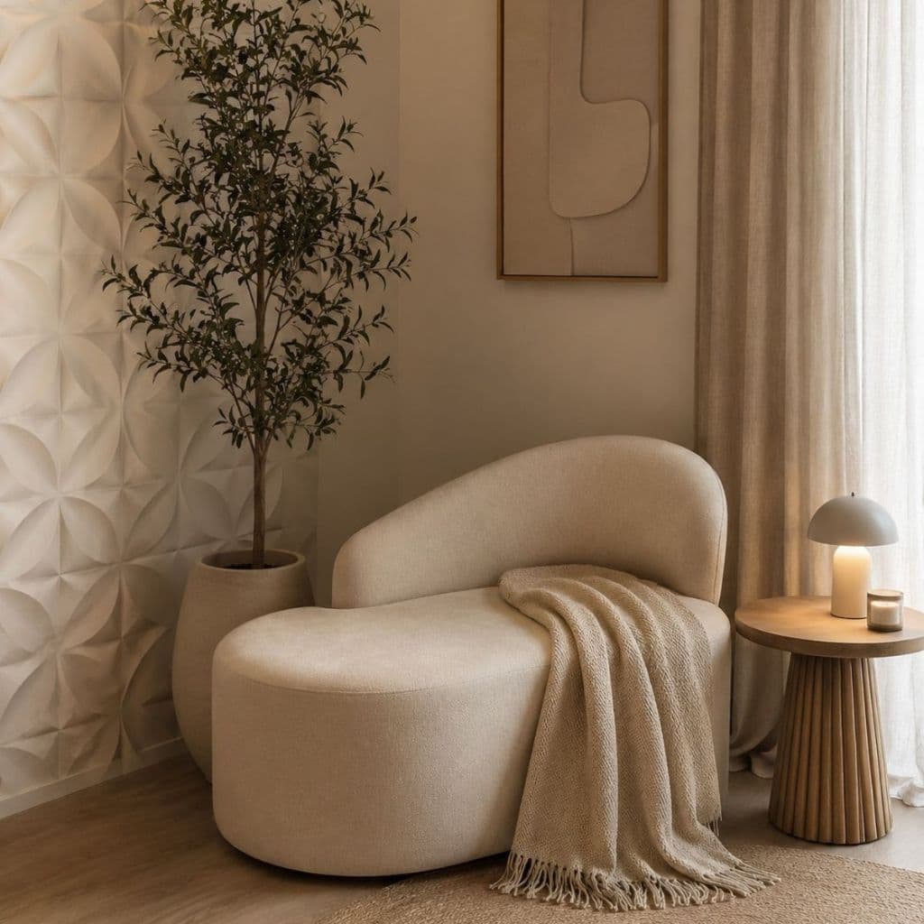 Mini Sofá Curvo Orgânico 2 Lugares Ayla Luxo Moderno Suede Decorativo Bouclé