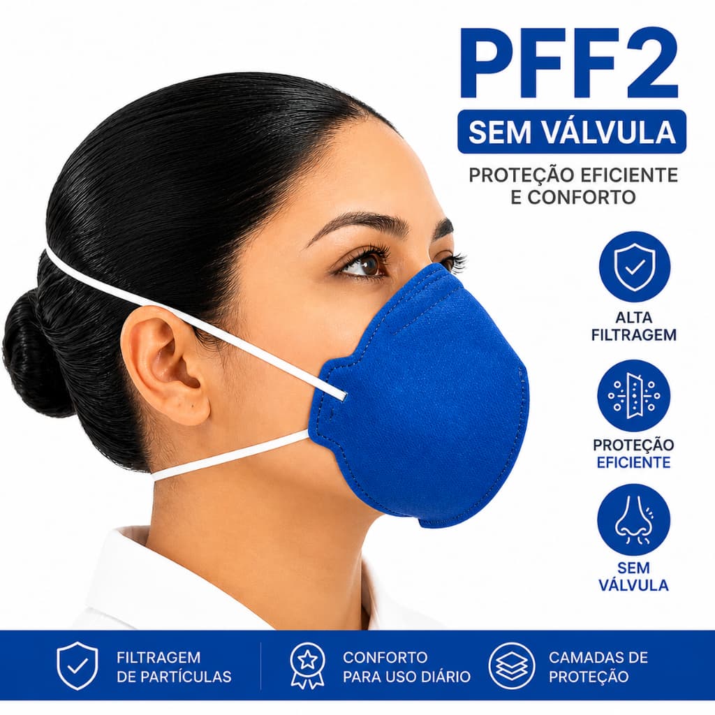 Kit 30 Máscaras PFF2 SEM válvula EPI profissional alta proteção respiratória Contra Poeira e Vírus
