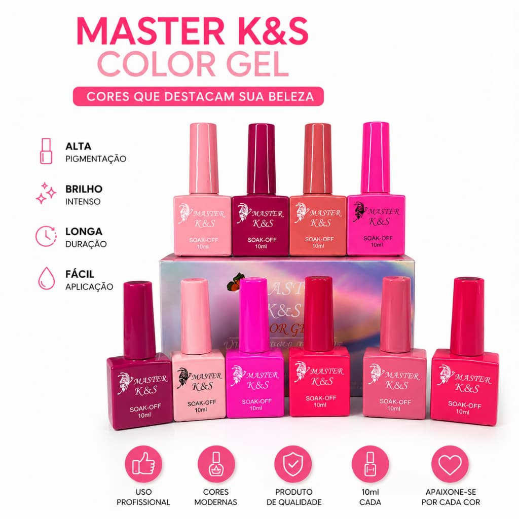 Kit Esmaltes K&S 10ml tons rosa *SORTIDOS*