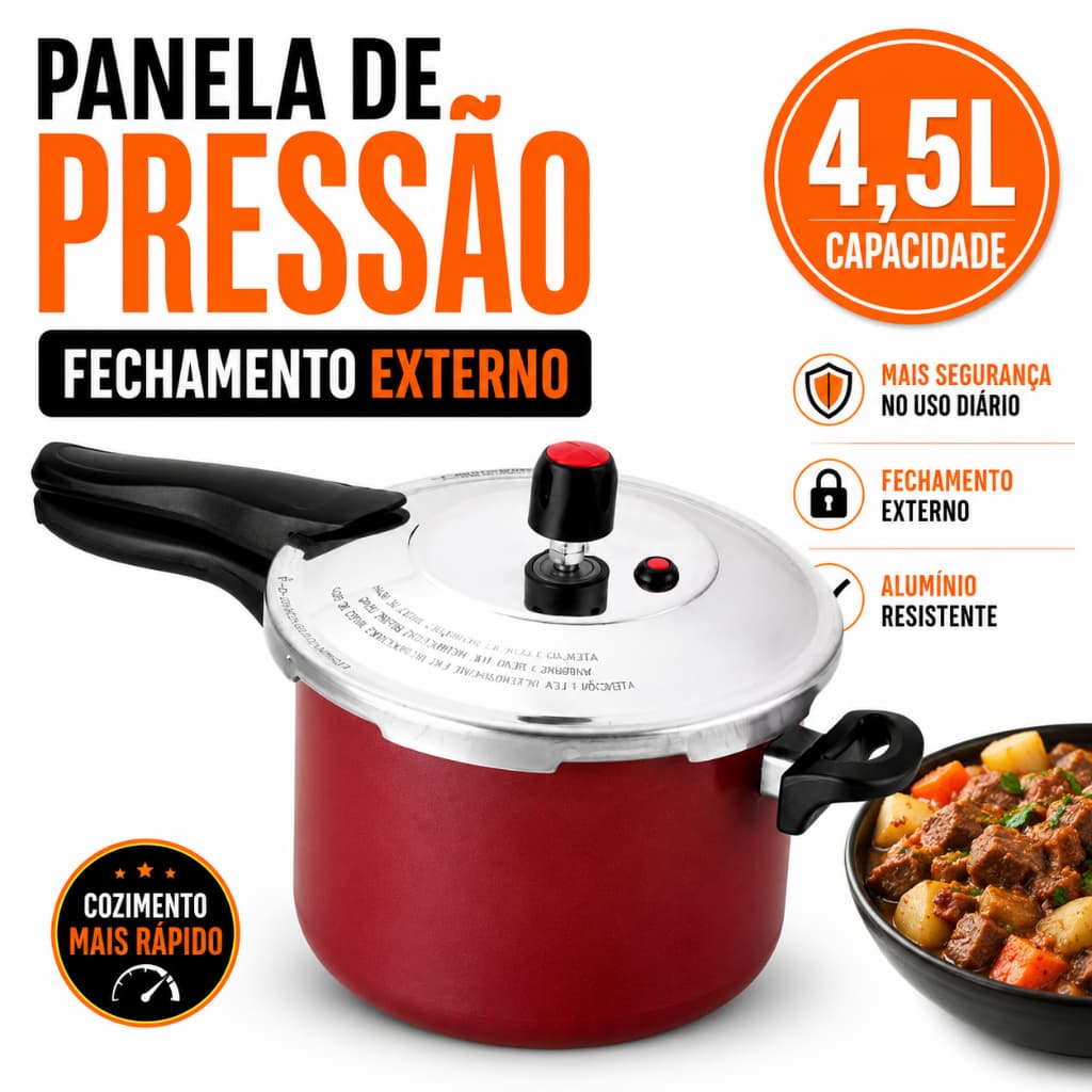 Panela De Pressão Alegrete 4,5 Litros  Antiaderente Premium Ótimo Custo Beneficio Segurança Inmetro