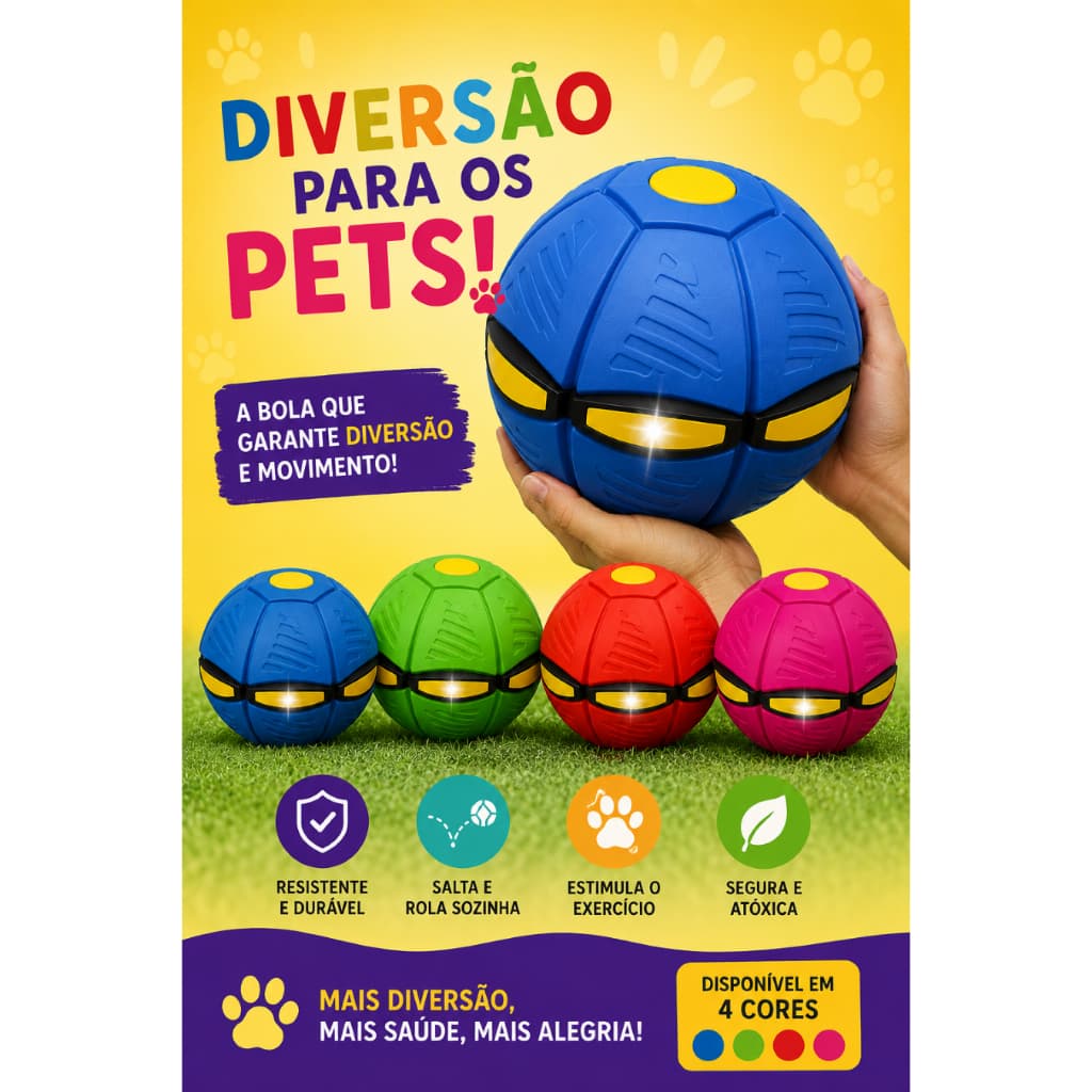 BRINQUEDO BOLA MÁGICA COM LED PARA CACHORRO E GATO- DIVERSÃO PARA SEU PET - CORES VARIADAS .