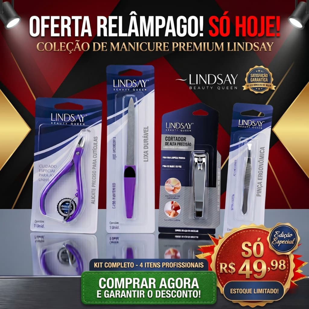 Kit Manicure Alicate Unha Cortador Lixa Pinça Aço Inox 4pçs