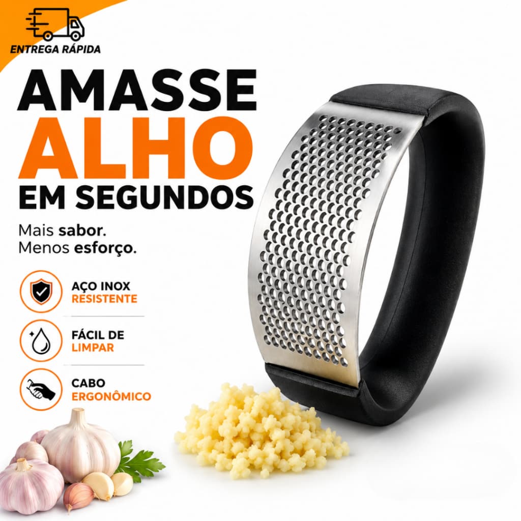 Jogo 3 Amassador de Alho em Inox Multiuso Para Casa Restaurantes Enxovais Utensílios Gourmet