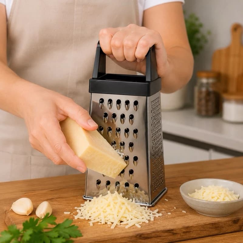 Ralador 4 Lados em Aço Inoxidável 24cm Multifuncional para Queijo Legumes Frutas Cozinha