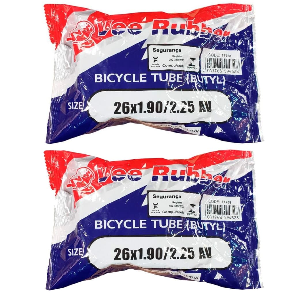 Par de Câmaras De Ar Aro 26 Vee Rubber Bico Grosso Válvula Americana 26x1.9-2.25"