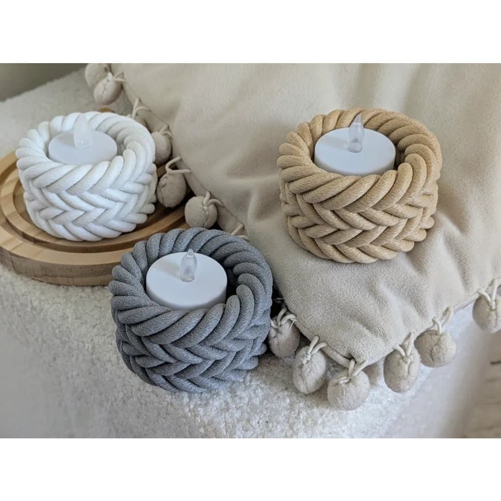 Suportes para Velas Estilo Corda Trançada kit 3 Peças