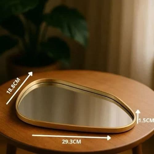 BANDEIJA ESPELHADA OVAL ORGANICA PARA OBJETOS DECORATIVOS OU ESPELHOS DE LUXO MODERNO E JOIAS