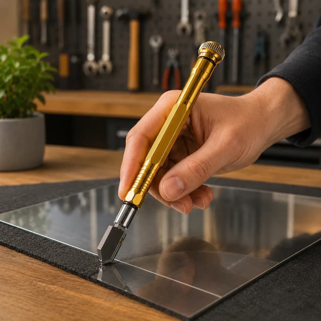 Cortador De Vidro De Diamante Multifuncional-Ferramenta Manual De Corte De Azulejo E Espelho Com Faca De Rolo