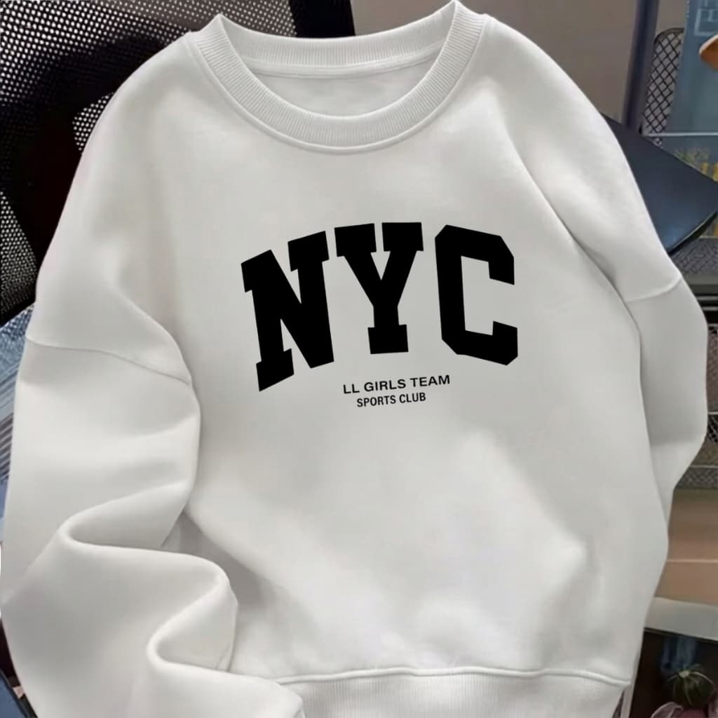moletom masculino casaco feminino blusão blusa de frio branca NYC inverno peluciado Capote estampada gola preta lisa