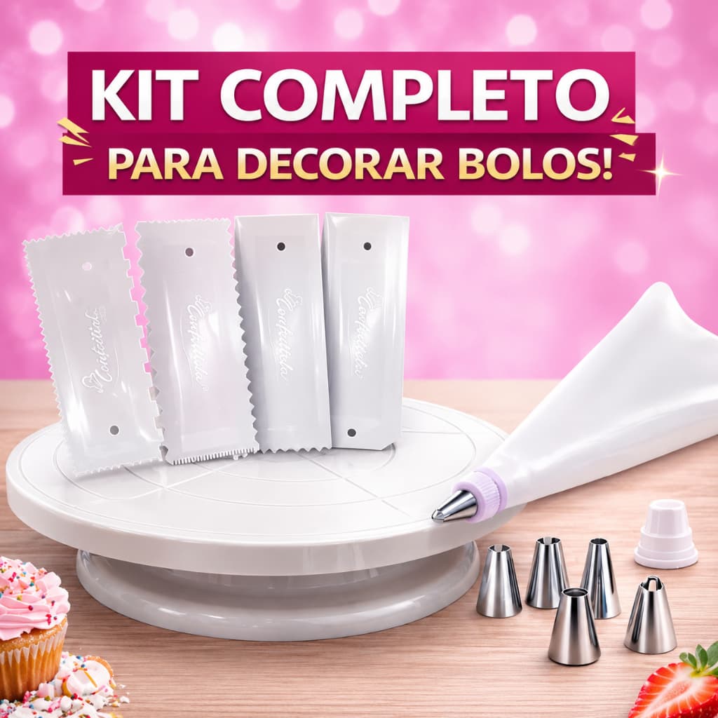 Kit Confeitaria 13 Peças Bailarina Bicos Inox Espátulas Saco Confeitar Profissional