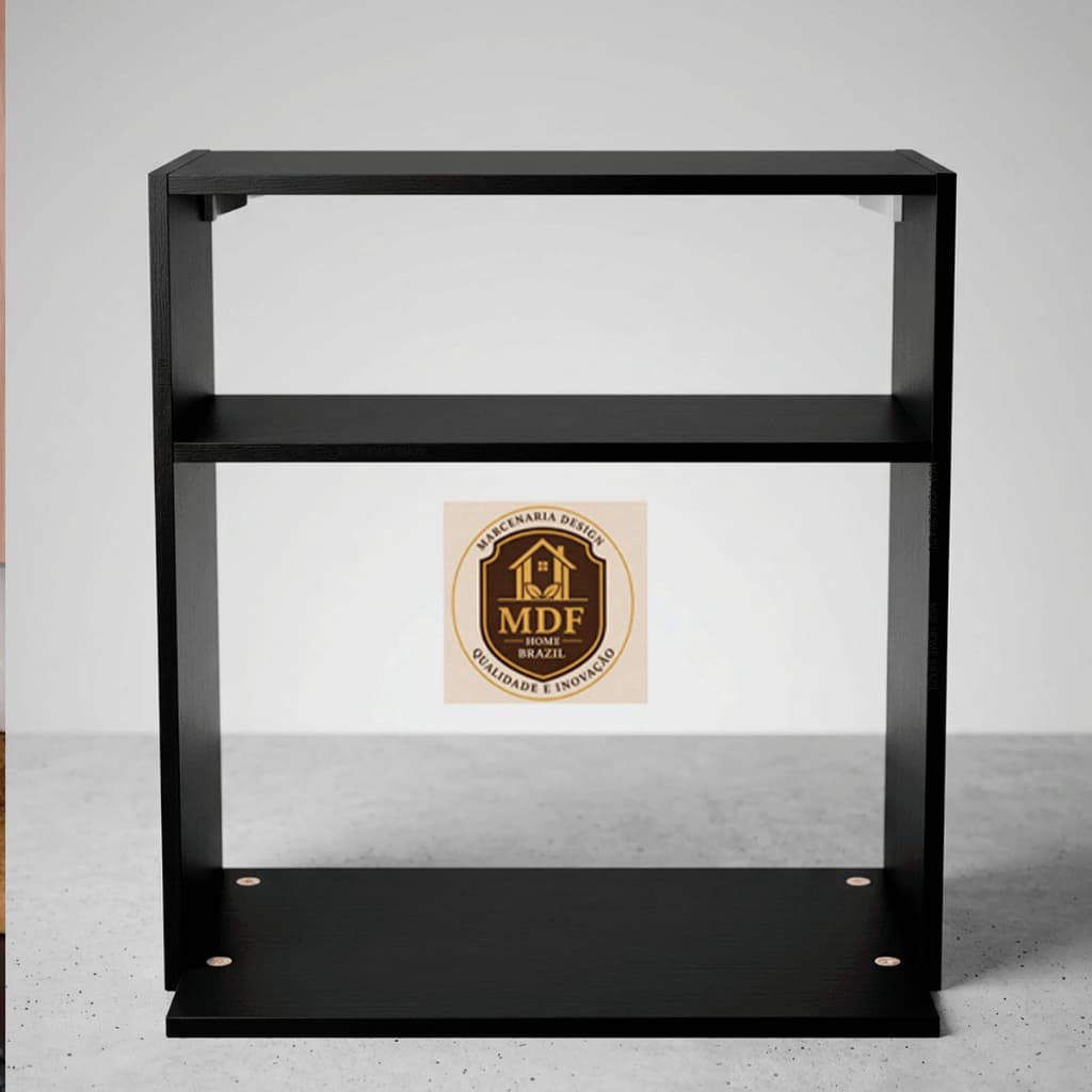 Suporte Para Microondas Forno Elétrico Com Prateleira Superior Material MDF Preto