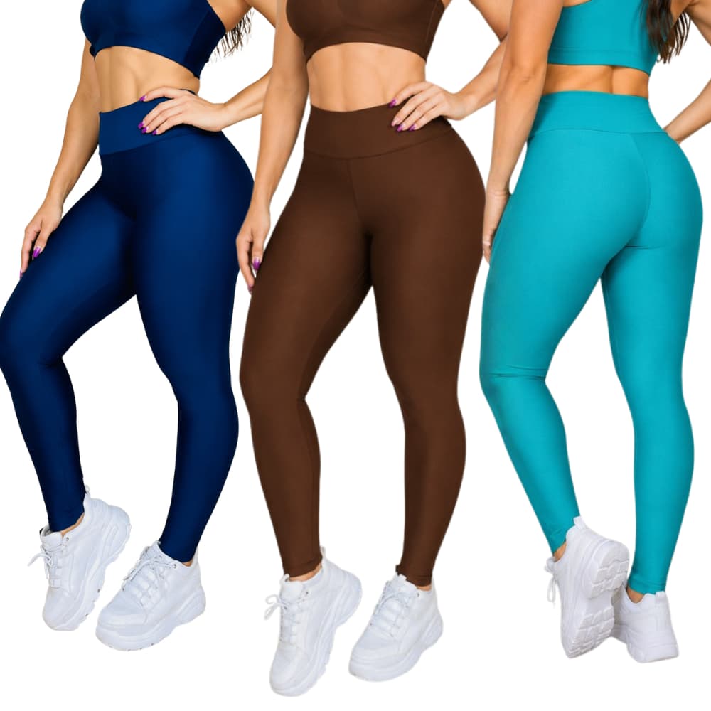 Calça Legging Suplex Feminina Cintura Alta Academia Fitness Modeladora Sem Transparência Premium