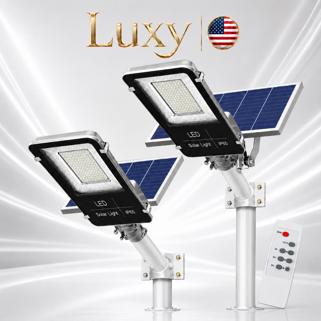 Refletor Solar LED Ultra Brilho IP65 com Sensor e Controle para Rua, Poste, Jardim e Garagem