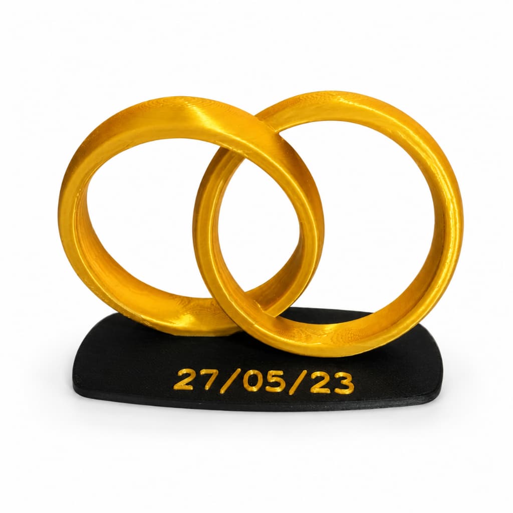 Peça Decorativa de Alianças com Data Personalizada | Presente para Casal Namoro Noivado Casamento