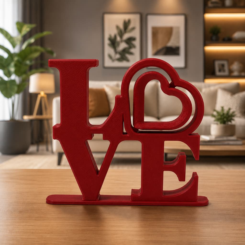 LOVE Decorativo com Coração Giratório Vermelho Romântico para Casa, Quarto ou Presente Criativo Dinâmico Resistente