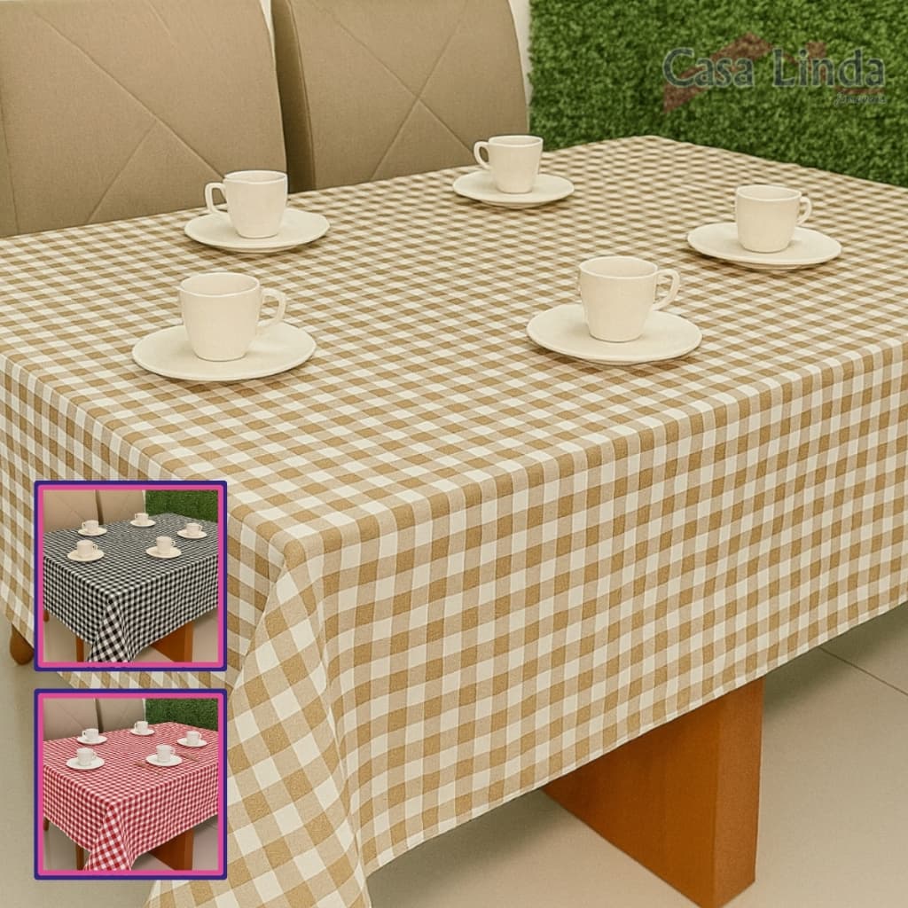 Toalha Xadrez para Mesa em Oxford Fio Tinto 4 lugares 6 lugares 8 lugares 10 lugares