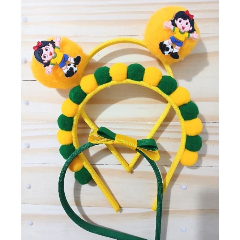kit 3 Tiaras Copa Do Brasil Arquinho Seleção Brasileira  Tiara Verde e Amarelo Cores Do Brasil Kit Brasil Copa Do Mundo