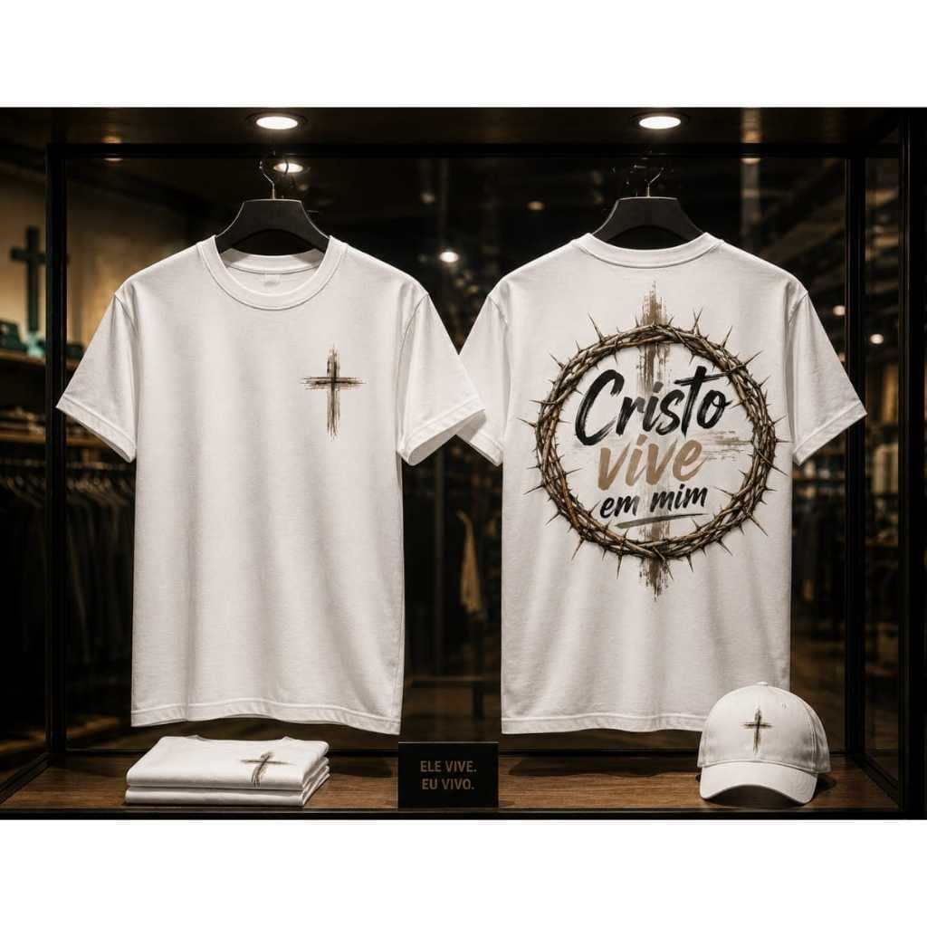camisetas cristã premium "cristo vive em mim" otima qualidade cheia de fe estampa impactante unissex