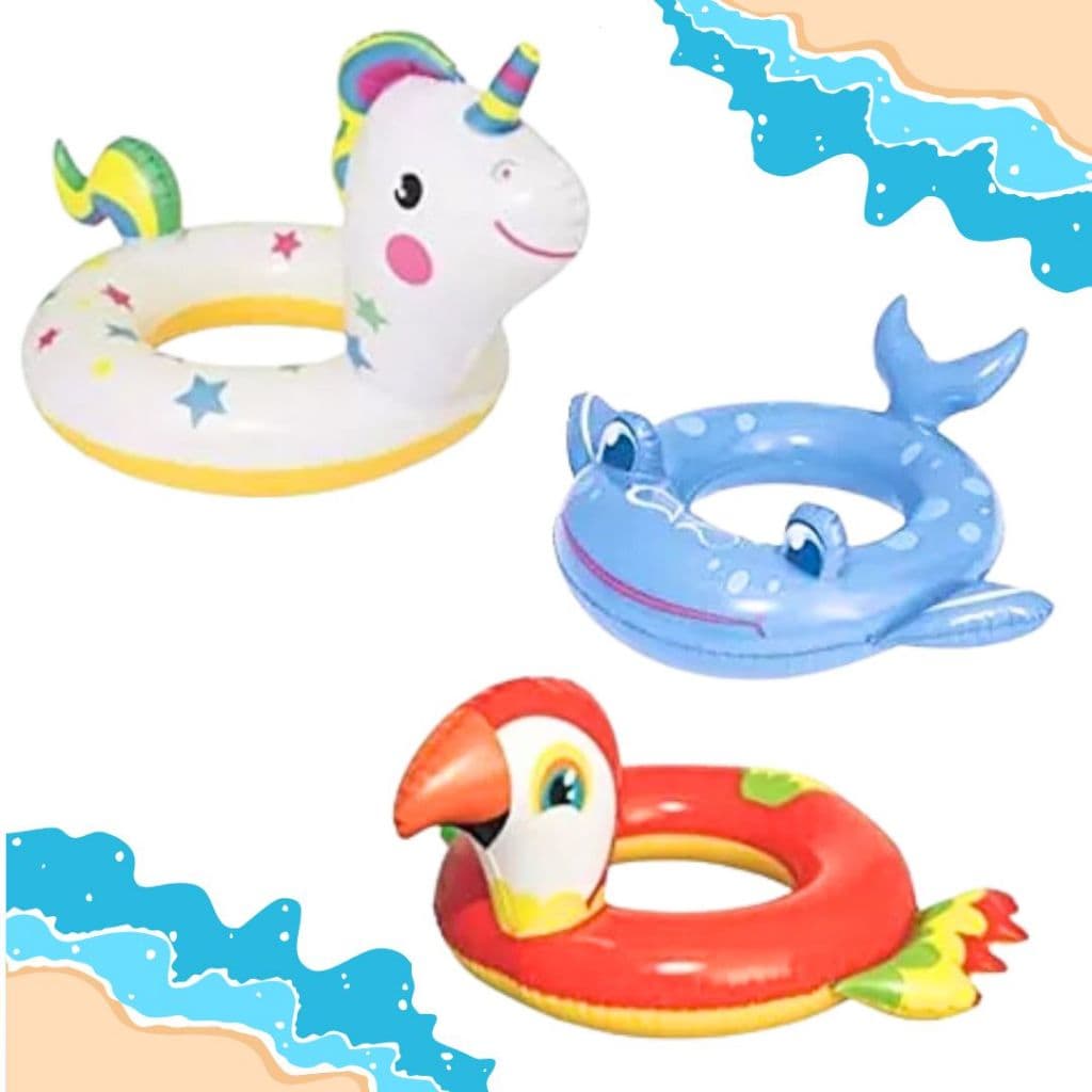 Boia Circular Infantil Piscina Praia Inflavel Modelos Arara Peixinho Unicórnio Criança 25 Quilos