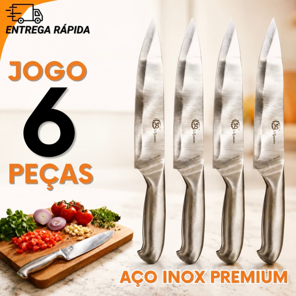 6/4/2/1 Faca Inteiriça 6” Aço Inoxidável Para Açougueiros Churrasqueiros e Chefs